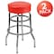 Flash Furniture Double Ring Chrome Barstool with Red Seat, PK2 2-XU-D-100-RED-GG - alternate 3